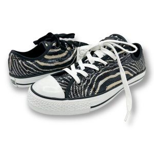 Converse All-Stars Limited Edition Sequin Zebra Print Low Top Sneaker Sz W 8 M 6